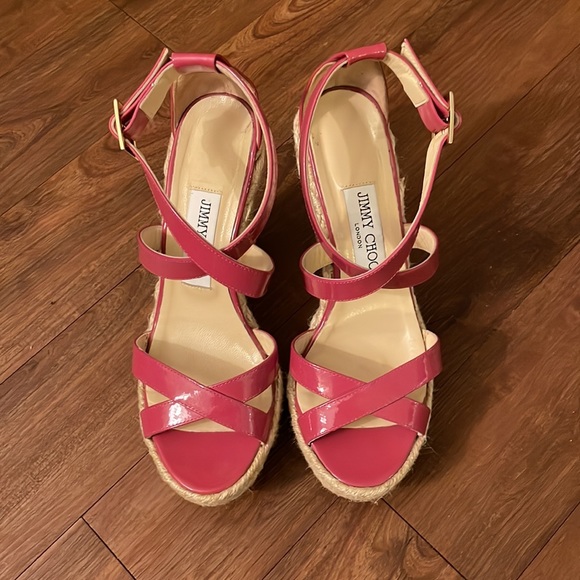 Jimmy Choo Porto Patent Espadrille Wedge, Pink - Picture 7 of 14